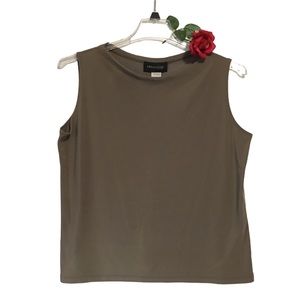 MINNA LOUISE Top sleeveless high boat neck taupe or brown EUC LIKE NEW  XL